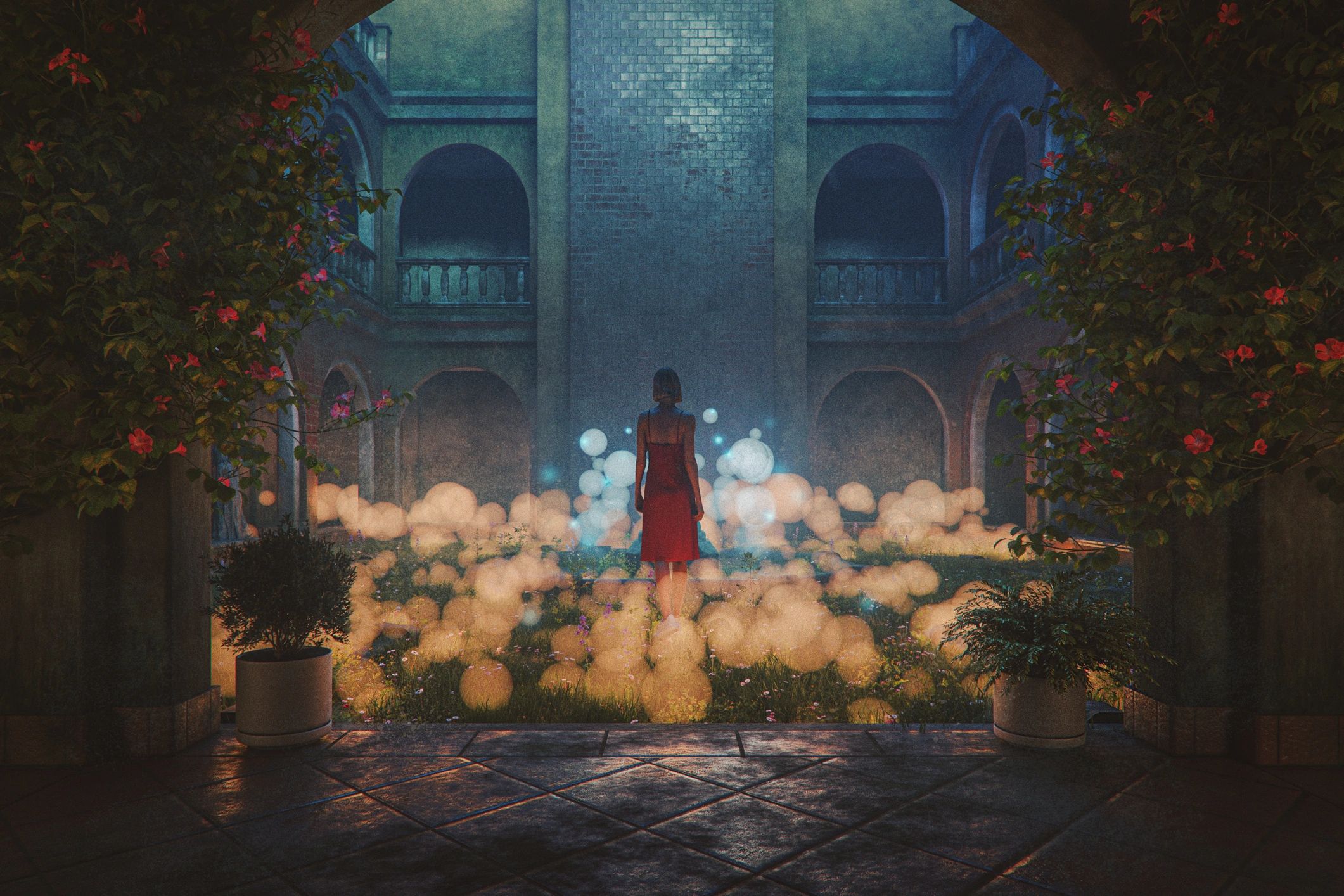 Fantasy woman in fantasy garden from GoDaddy